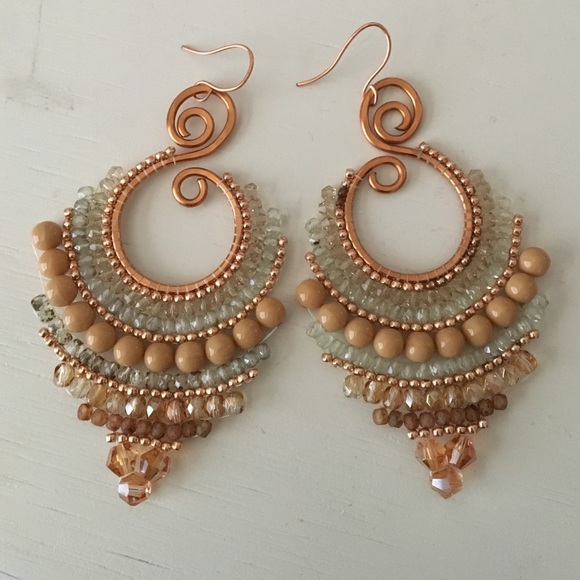 Handmade rose gold chandelier dangle earrings