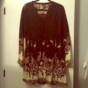 Free People Dress, long sleeve, slip included - M