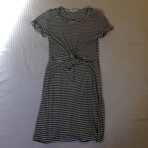 Honey Punch Striped Knot-Front T-Shirt Dress