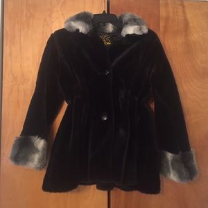 Black Faux Fur Coat - Kids