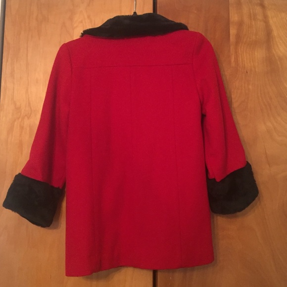 Red Pea Coat with Black Faux Fur - Kids - Picture 2 of 2