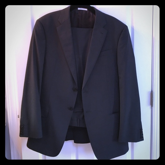 Armani Collezioni Charcoal Suit/Blue Pinstripes