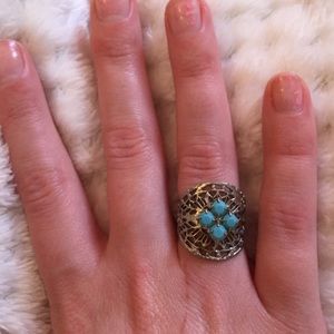 Real Vintage Jewelry- Blue turquoise like color stone and silver ring