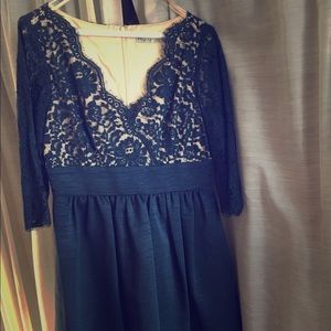 Bridesmaid Dress Short Lace Navy