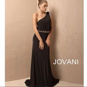 Feminine one shoulder formal Jovani dazling detail