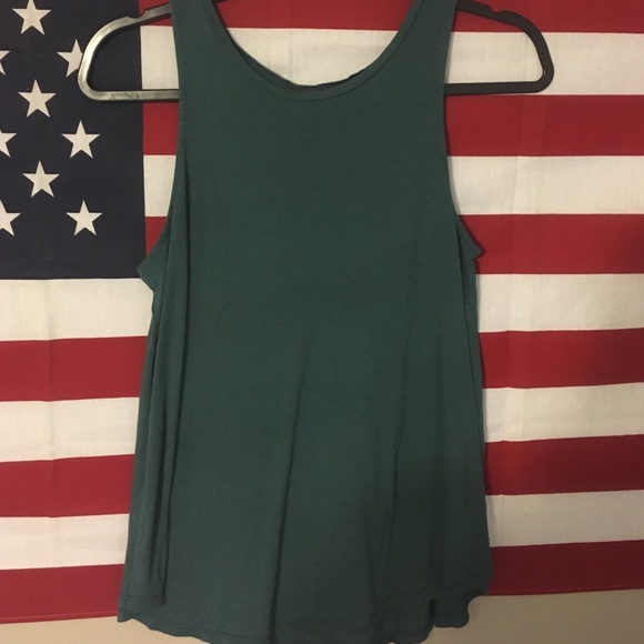 Teal high neck basic tank top