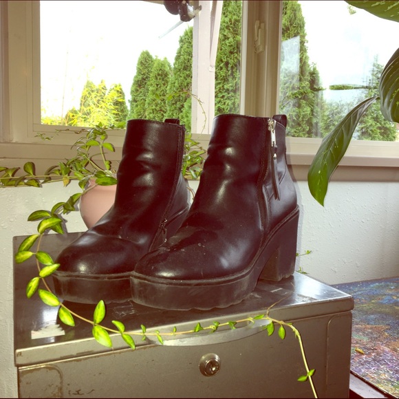 Platform Black Chunky Booties