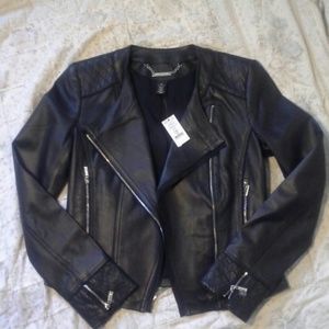 White House Black Market leather motorcycle jacket