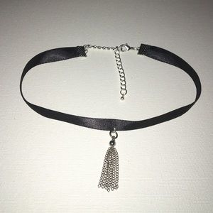 Simple Silky Choker with Tassle Charm