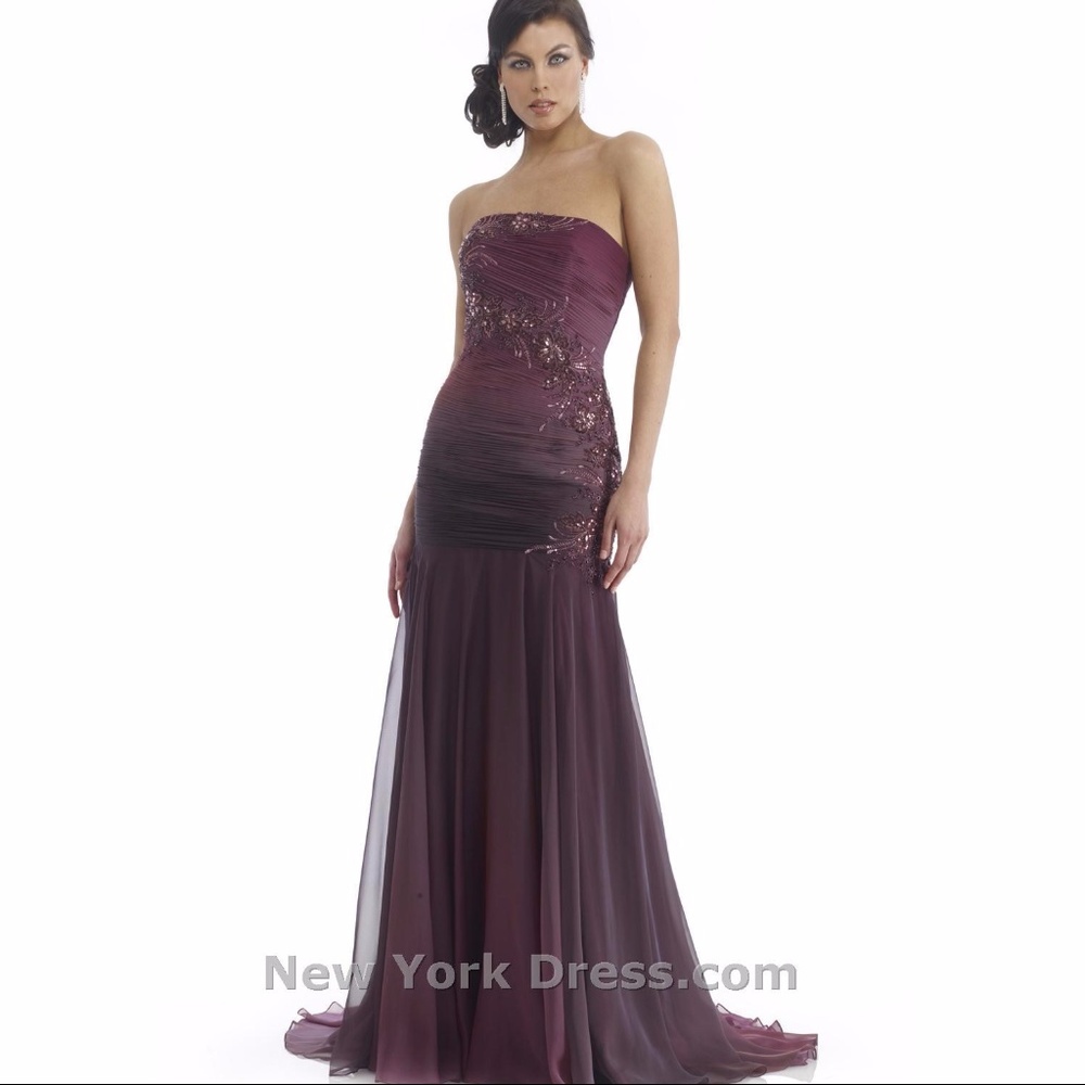 Strapless Beaded Applique Evening by Morrell Maxie