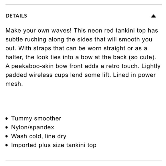 Torrid tankini top bow front 0 = L 1 =1X - Picture 3 of 3