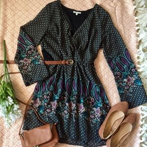 Floral bohemian long sleeve dress