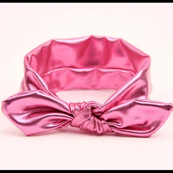 Girls Metallic Pink Knotted Headband