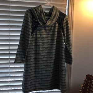 Cowl neck tunic sweater