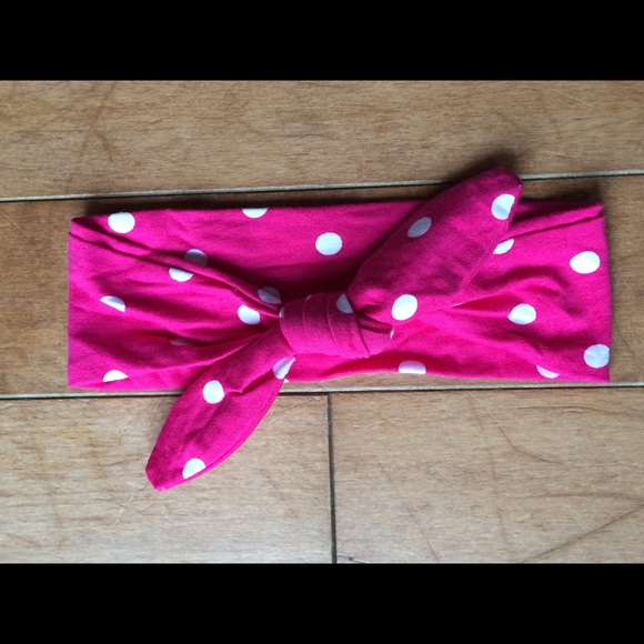 Girls Pink and White Polka Dot Headband