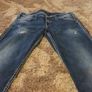 Women's Silver Twisted jeans. Size 30x33