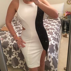 Cute Cutout Colorblock Cocktail Dress