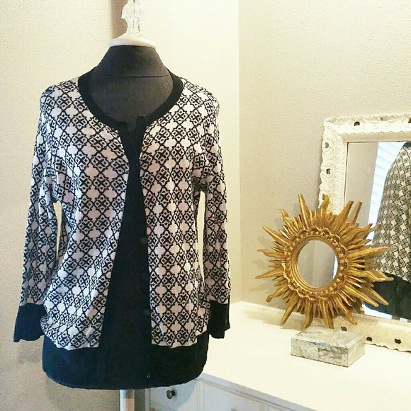 Talbots Moroccan Print Cardigan