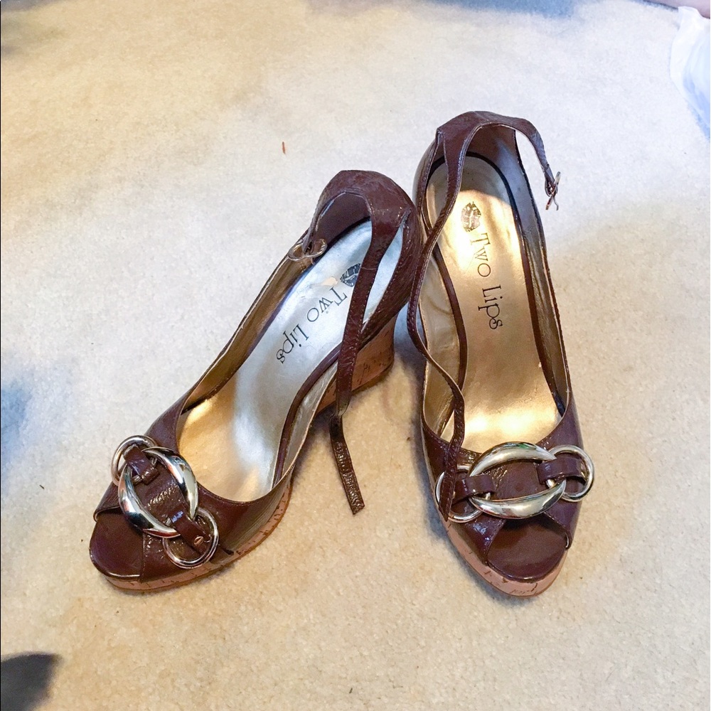 Two Lips cork wedge heels - Size 8.5