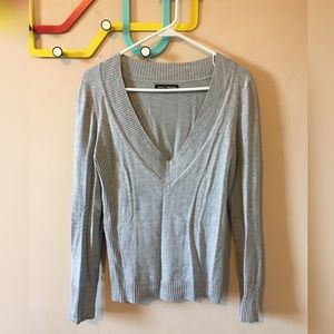 Express Deep V-Neck Grey Sweater
