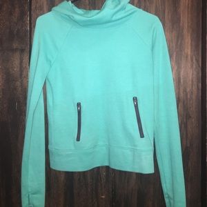 Teal blue double zip hoodie
