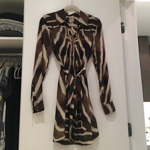 Haute hippie animal print silk shirt dress