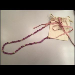 J. Crew pink beaded necklace with satin ribbon