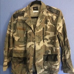 Camo/faux leather jacket