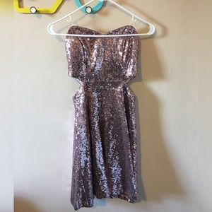 Sequin Strapless Party Dress with Cutouts