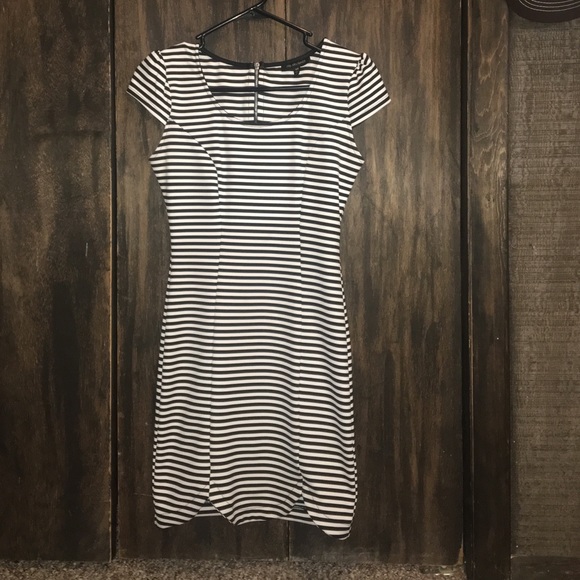 Black and white striped body com dress