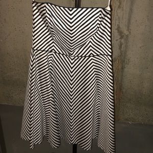 WHBM Strapless A-line stripped dress