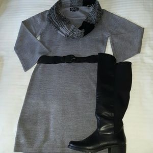 3 piece sweater dress! Dress, belt, infinity scarf