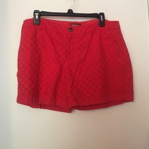 Red crotchet shorts
