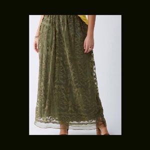 Long green lace skirt