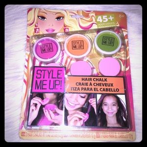 Pink, orange, and green hair chalk