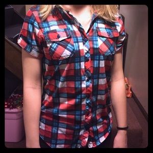 Plaid short sleeved flannel