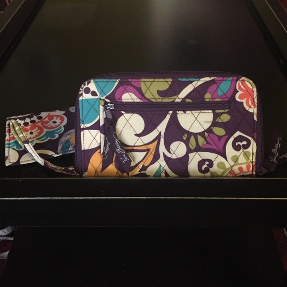 Vera Bradley plum crazy wallet and checkbook cover