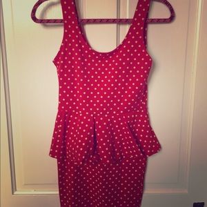 Polka Dot Peplum Mini Dress