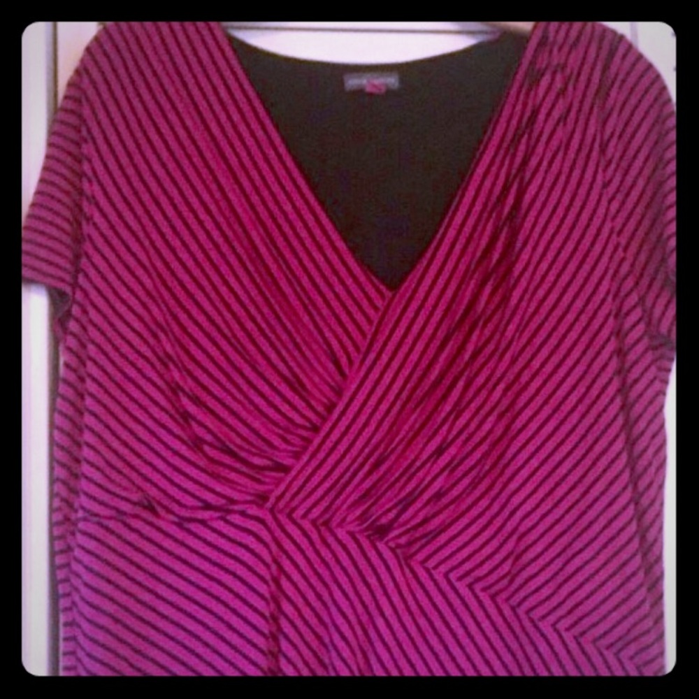 1XL Vince Camuto Striped Wrap Top