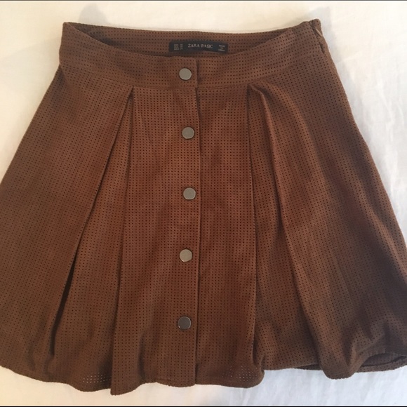Zara brown faux suede skirt