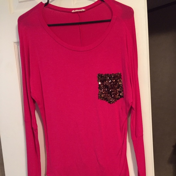 Pink Piko Tunic with brown Sequin Pocket - Picture 1 of 1