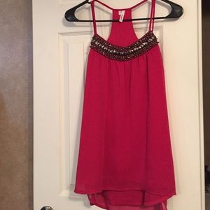 Pink tank with jeweled neckline
