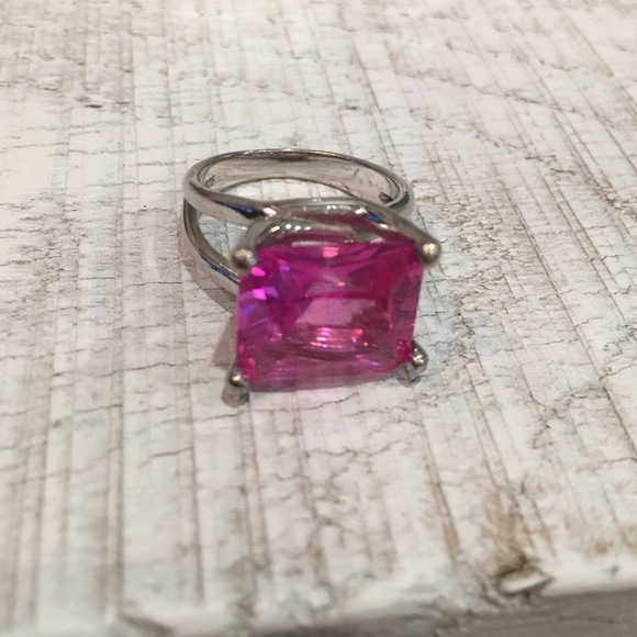 Sterling Silver Pink Rock Bling Ring