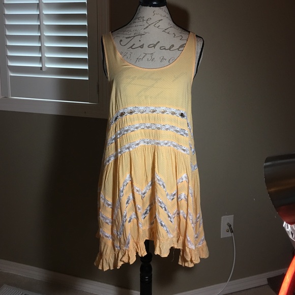 Free People yellow with lace trim dress
