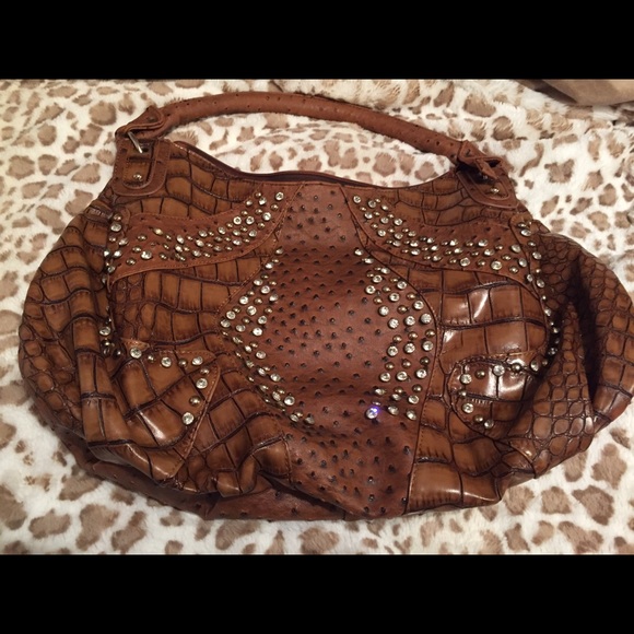 Ostrich Print Rhinestone Purse - Picture 1 of 1