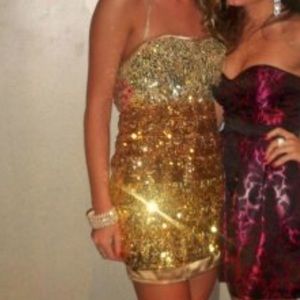 Bebe Gold sequin mini dress