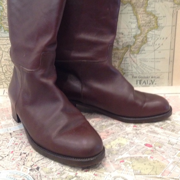 Vintage 1990's Sesto Meucci Brown Italian Leather Riding Boots, Size 9 - Picture 2 of 4
