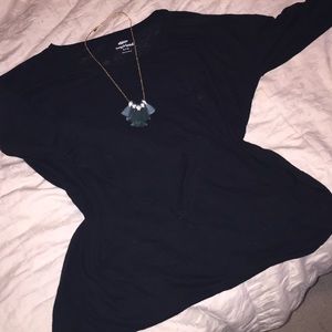 Basic black long sleeve boyfriend shirt, XL