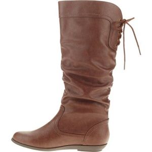 Faded Glory brown tall slouch boots with laces