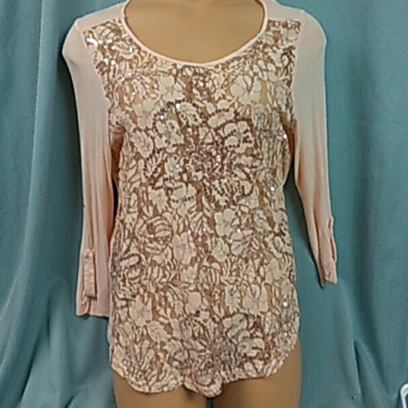 Pink lace long sleeve t shirt